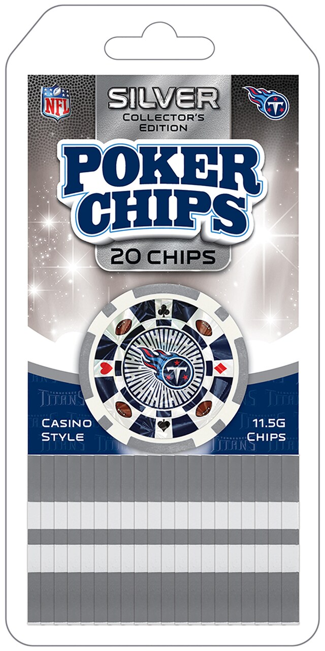 MasterPieces Casino - NFL Tennessee Titans - 20 Piece High Quality Team Poker Chips Silver Edition